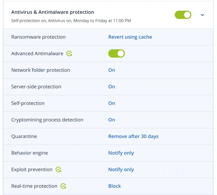 Security dashboard showing threat protection status